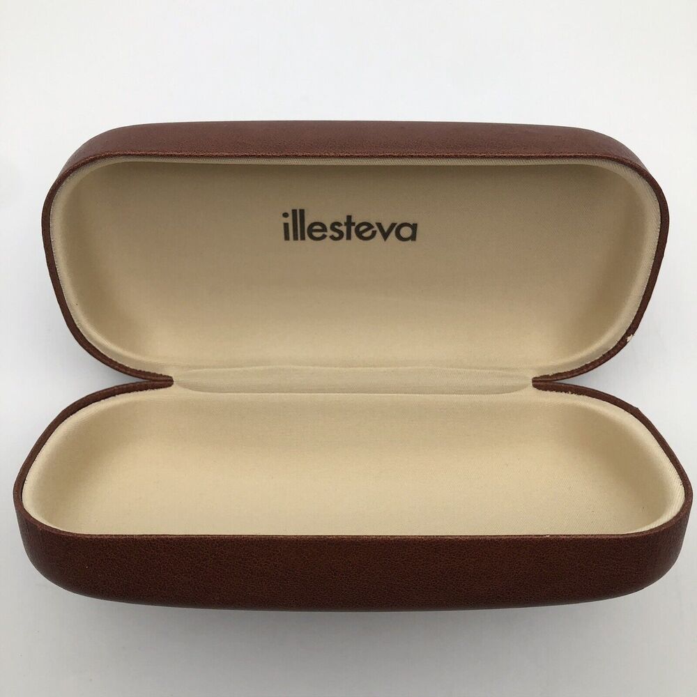 Illesteva Brown Leather Eyeglasses Sunglasses Hardshell Clamshell CASE ONLY